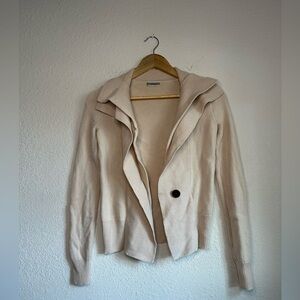 Elegant Cream Ruffled Women's Blazer